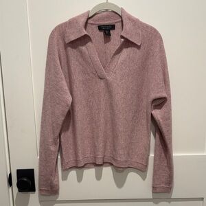 Tahari Pink Cashmere V-Neck Sweater